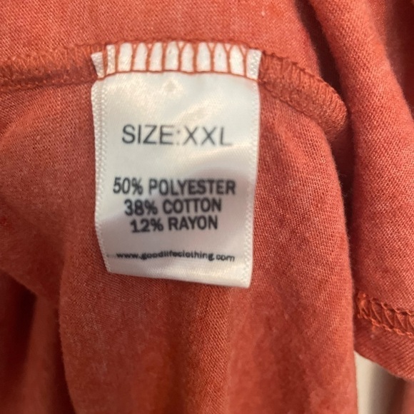 GOODLIFE Overdyed Tri-Blend Long Sleeve Scallop Crew T-Shirt in burnt orange - Picture 8 of 14